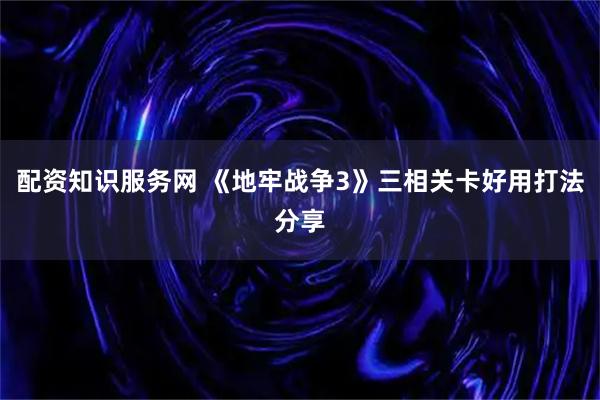 配资知识服务网 《地牢战争3》三相关卡好用打法分享